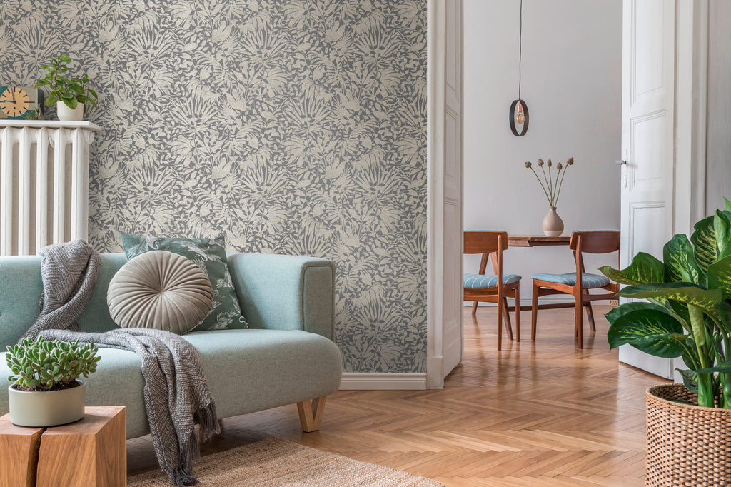 Premium Non-Woven Wallpaper Grey Floral