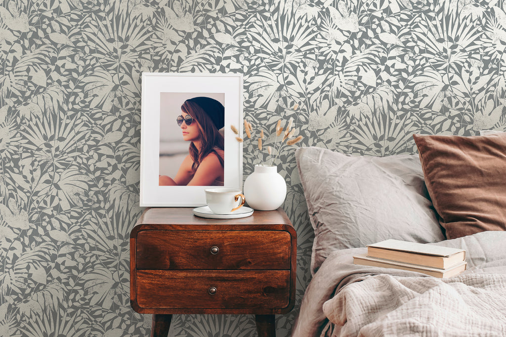 Premium Non-Woven Wallpaper Grey Floral