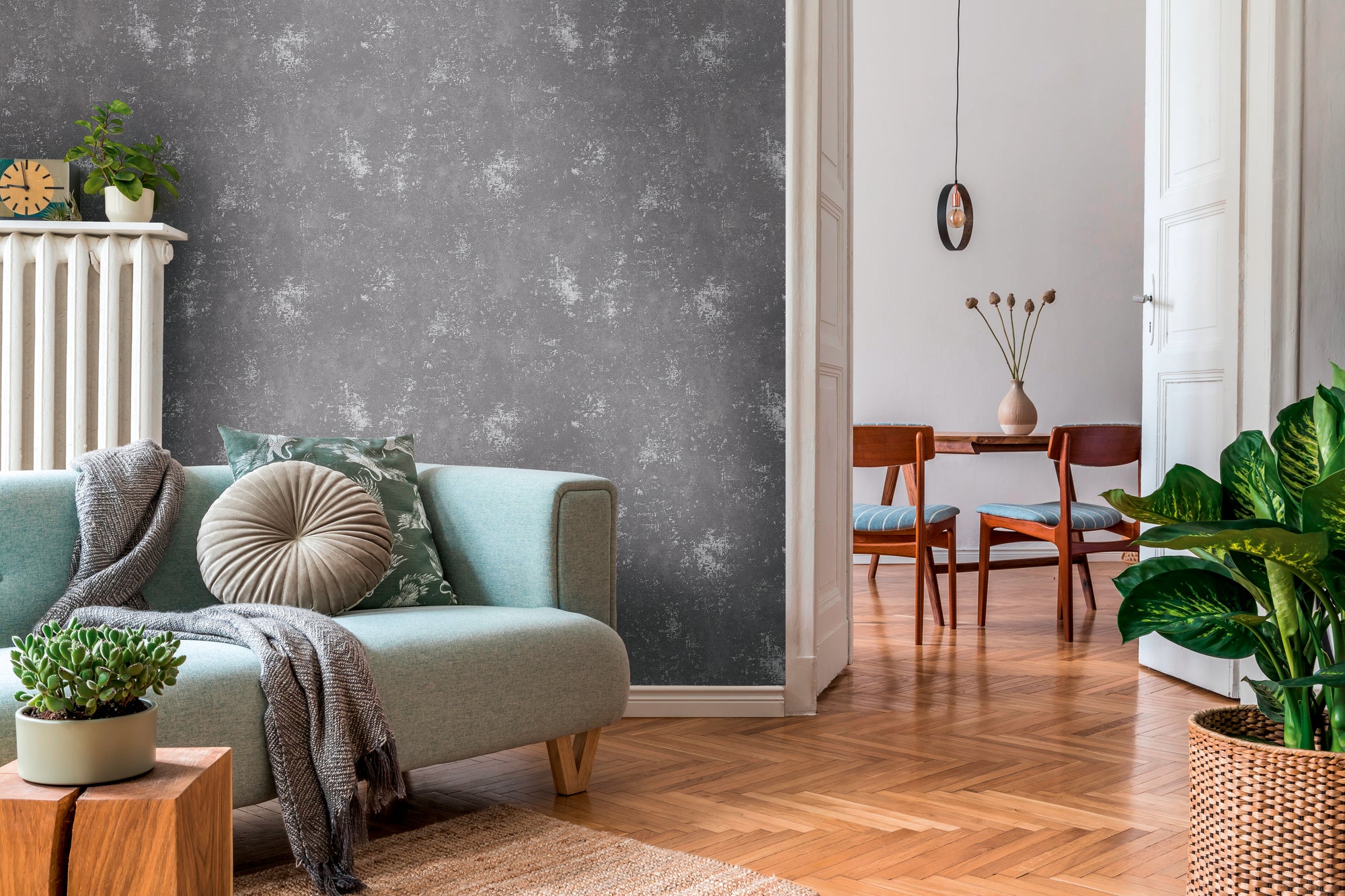 High-Quality Non-Woven Wallpaper Grey Texture