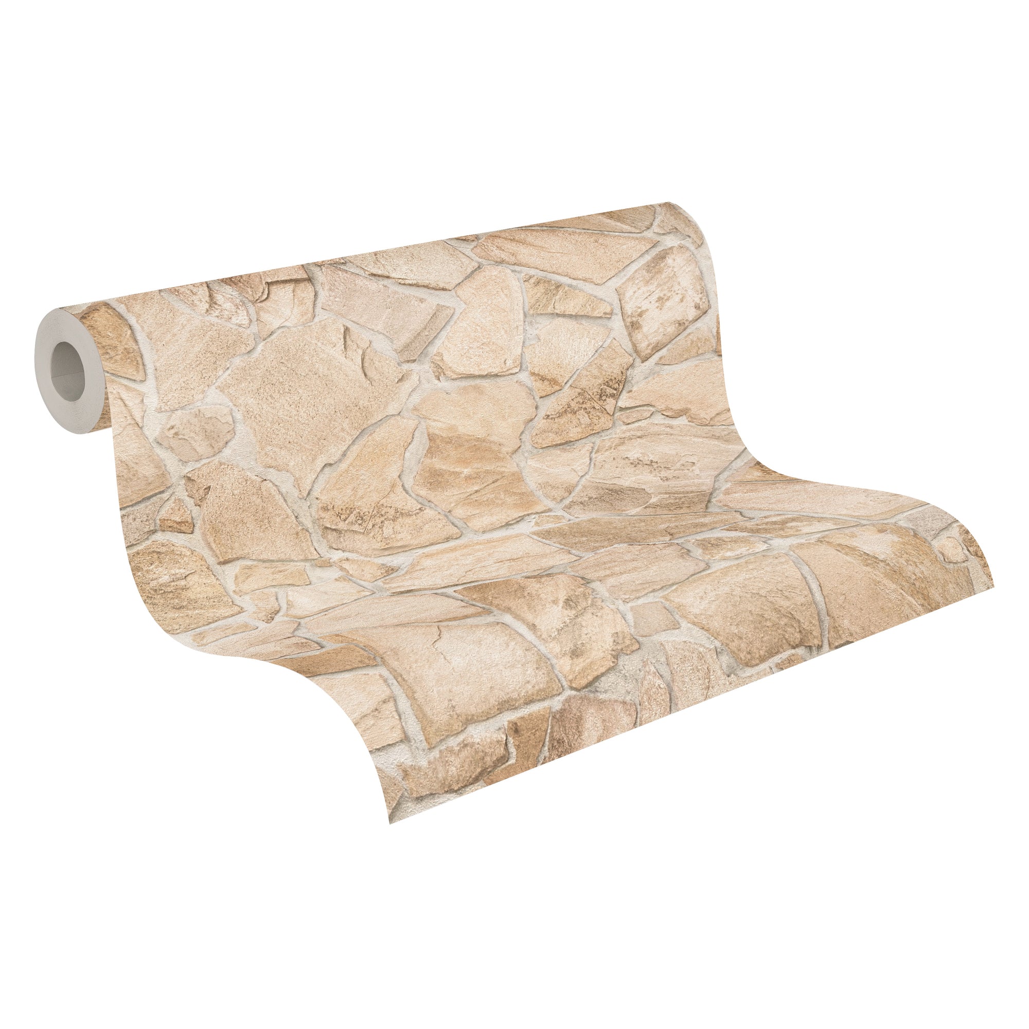 Hochwertige Vliestapete Beige Steinoptik