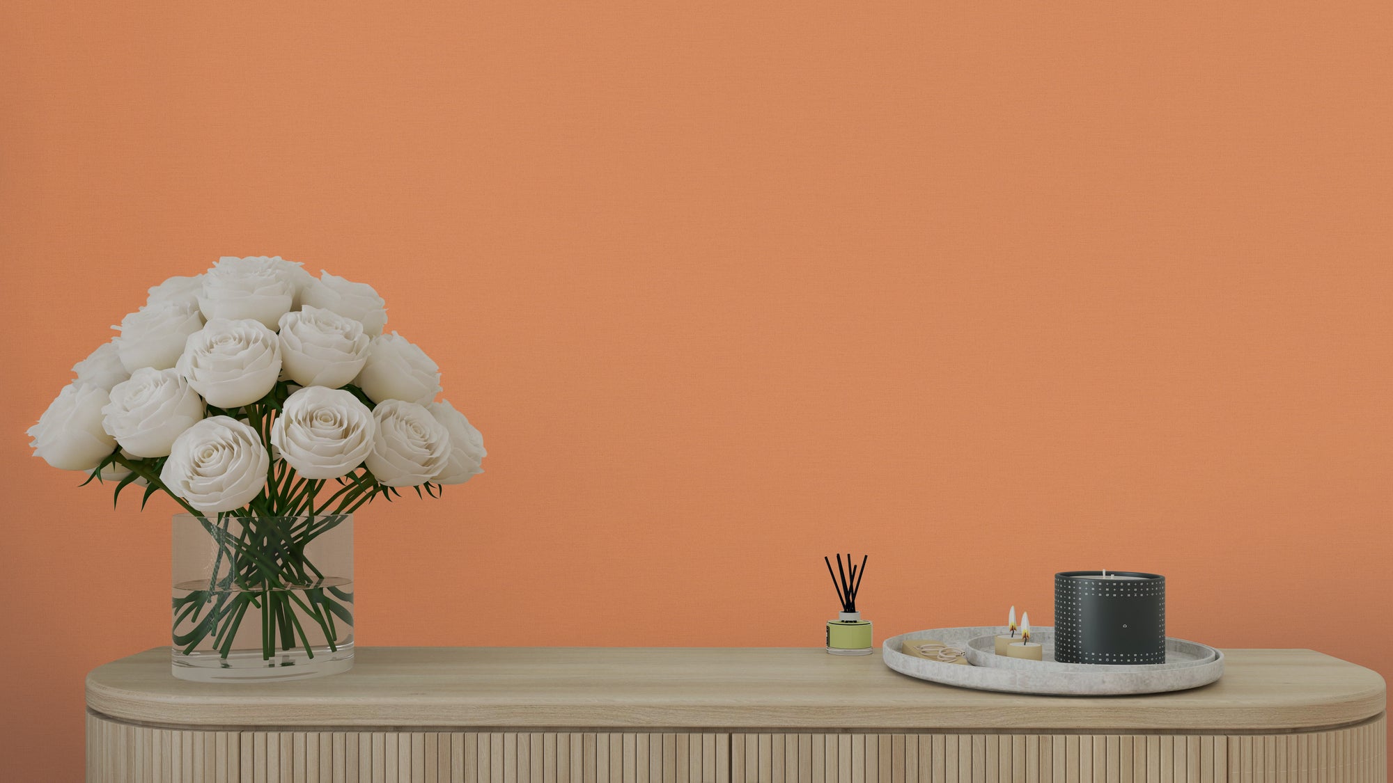 High-quality wallpaper from the Aquarelle Dreams collection in orange 