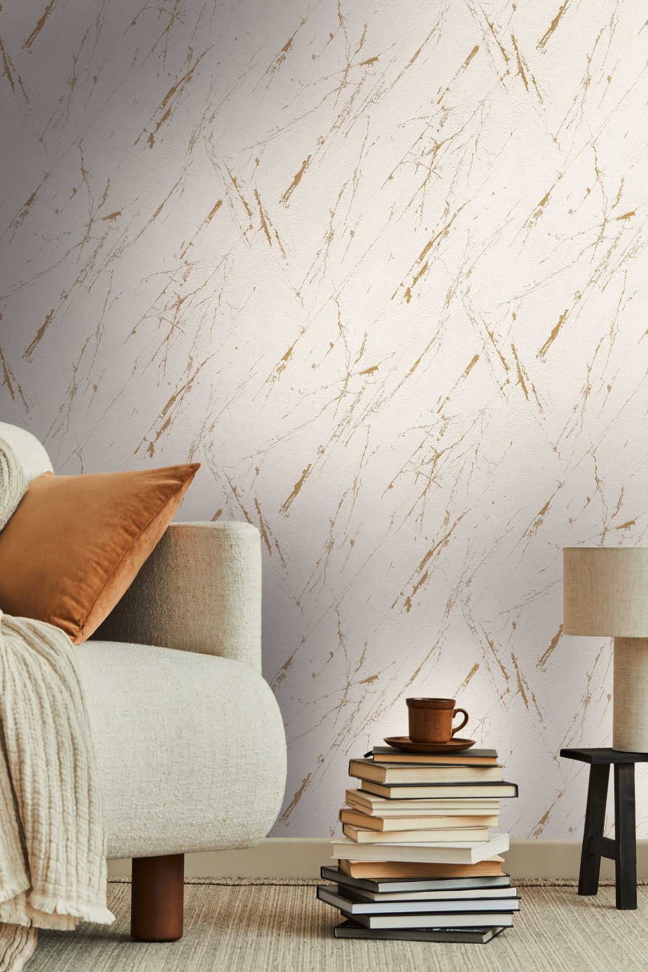 High-Quality Non-Woven Wallpaper Beige Marble