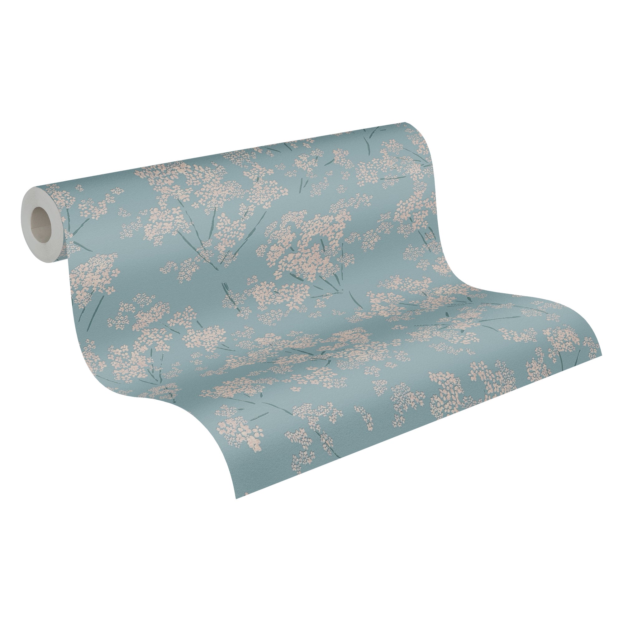 Premium Non-Woven Wallpaper Blue Floral Pattern