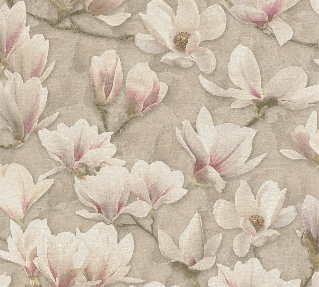 Hochwertige Vliestapete Braun Blumenmuster