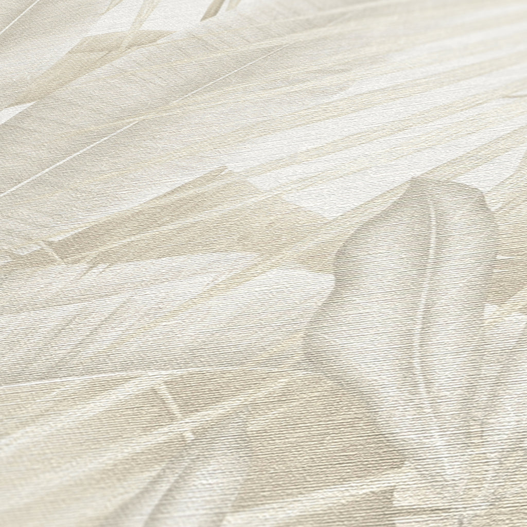 Hochwertige Vliestapete Beige Dschungel