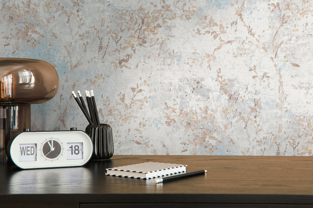 High-Quality Non-Woven Wallpaper Blue Floral