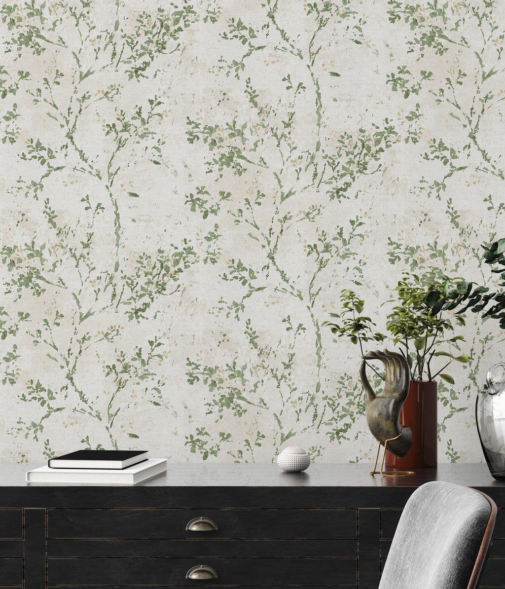 High-Quality Non-Woven Wallpaper Beige Floral