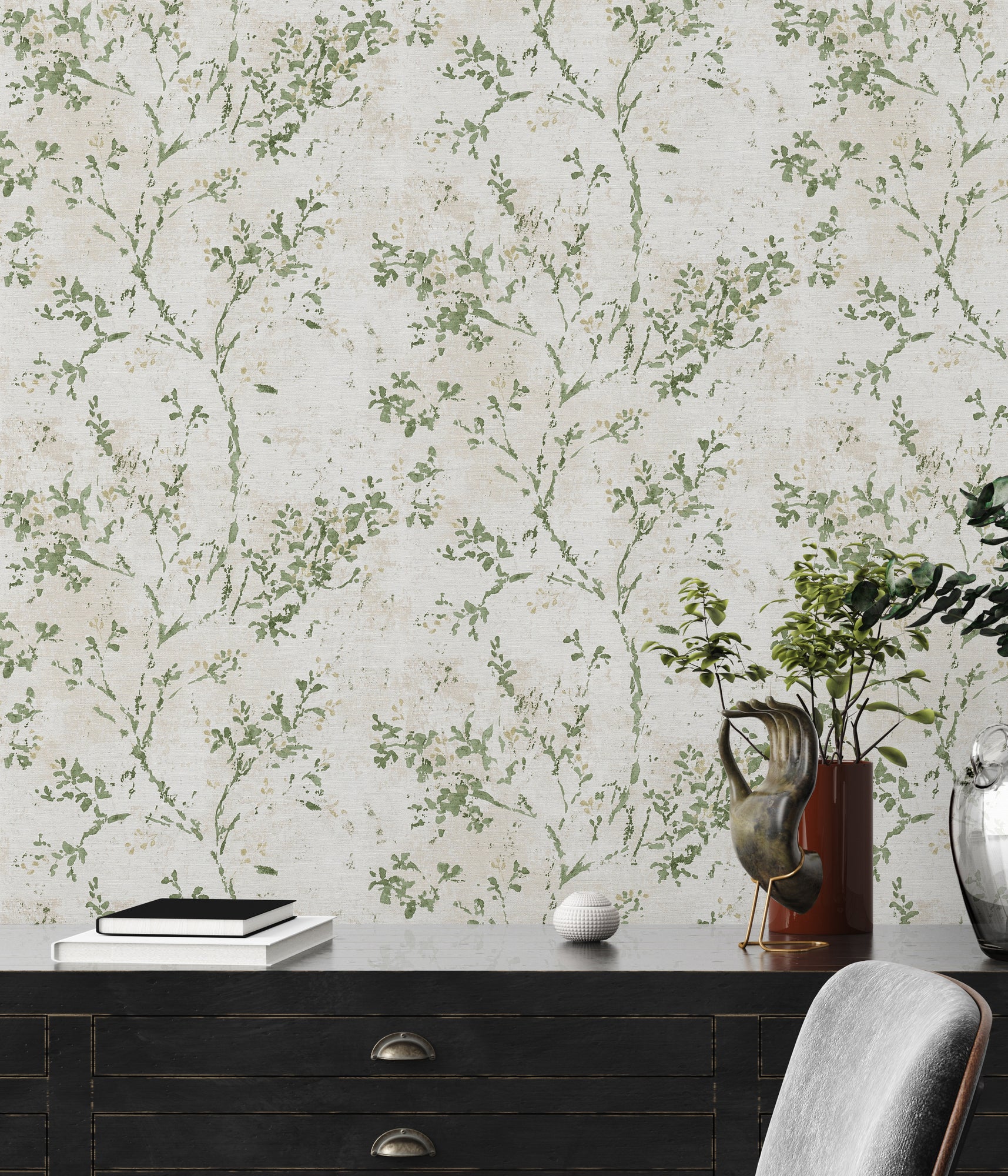 High-Quality Non-Woven Wallpaper Beige Floral