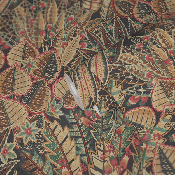 Hochwertige Vliestapete Braun Floral