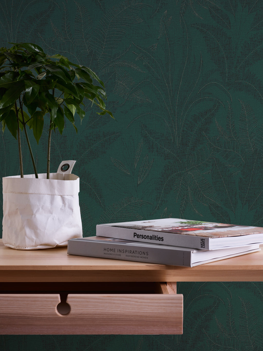 Premium Non-Woven Wallpaper Green Floral