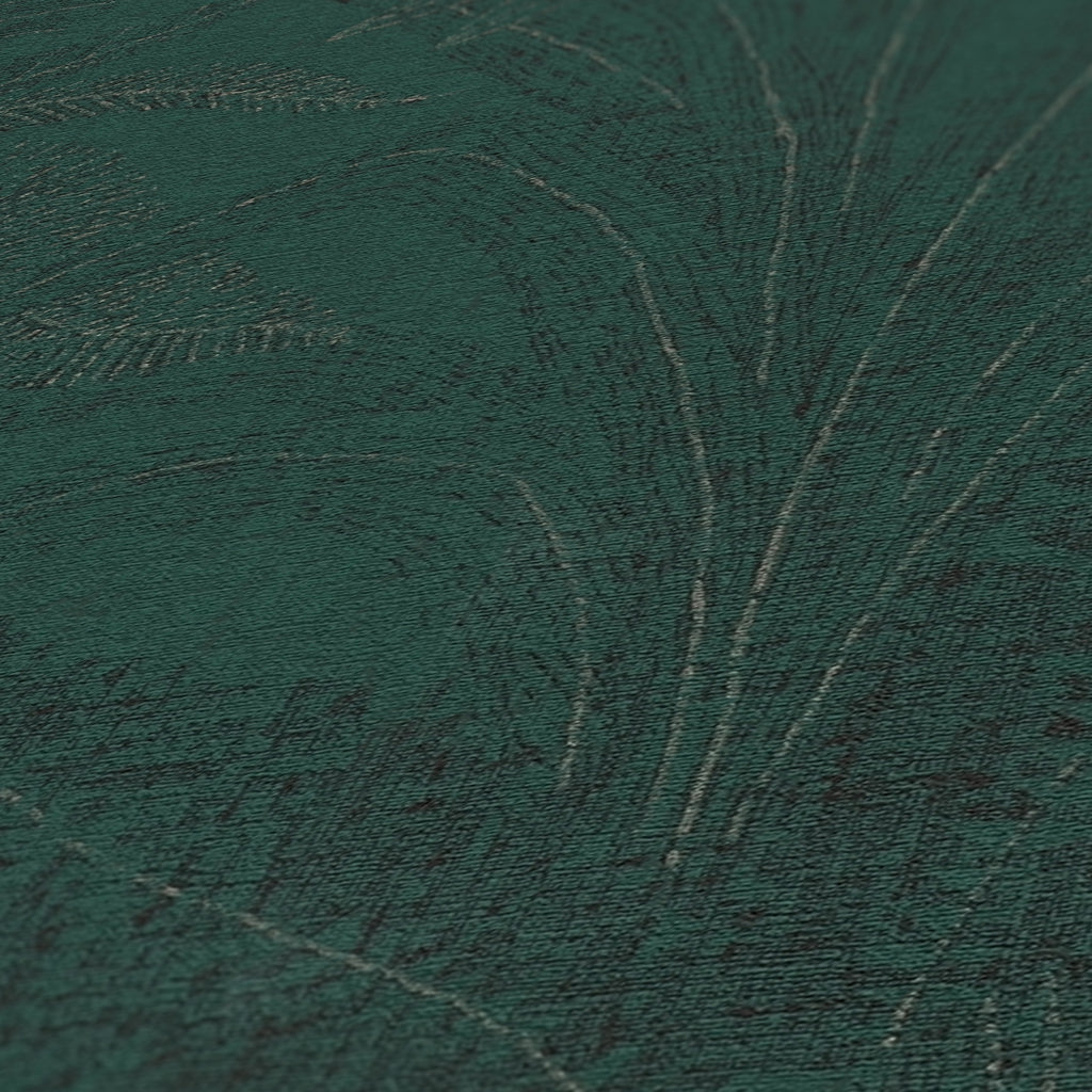 Premium Non-Woven Wallpaper Green Floral