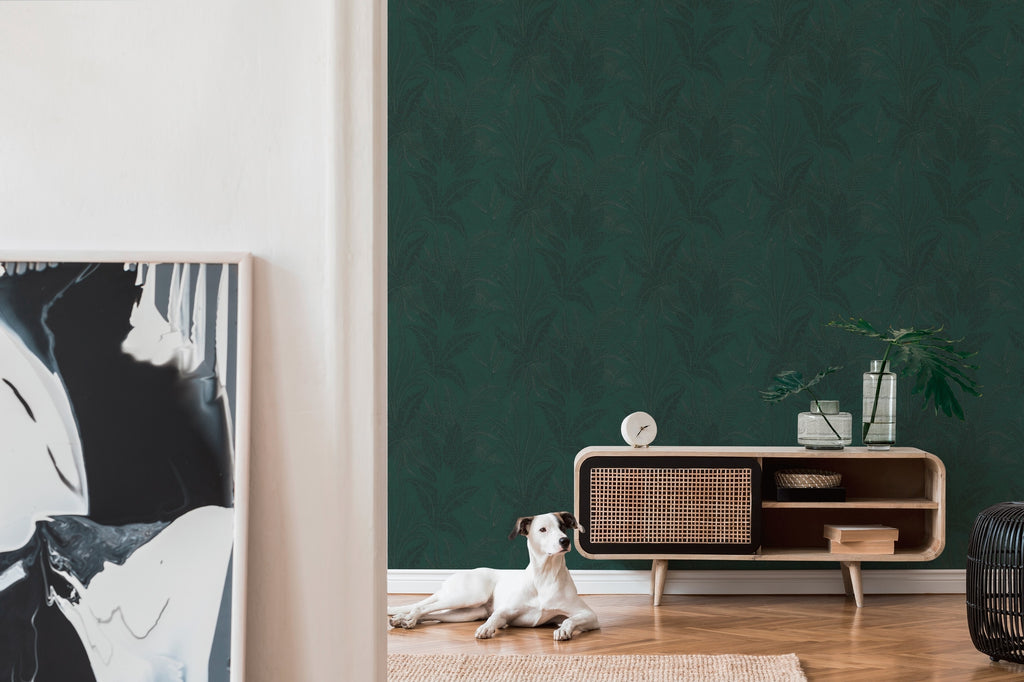 Premium Non-Woven Wallpaper Green Floral