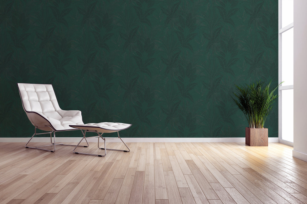 Premium Non-Woven Wallpaper Green Floral