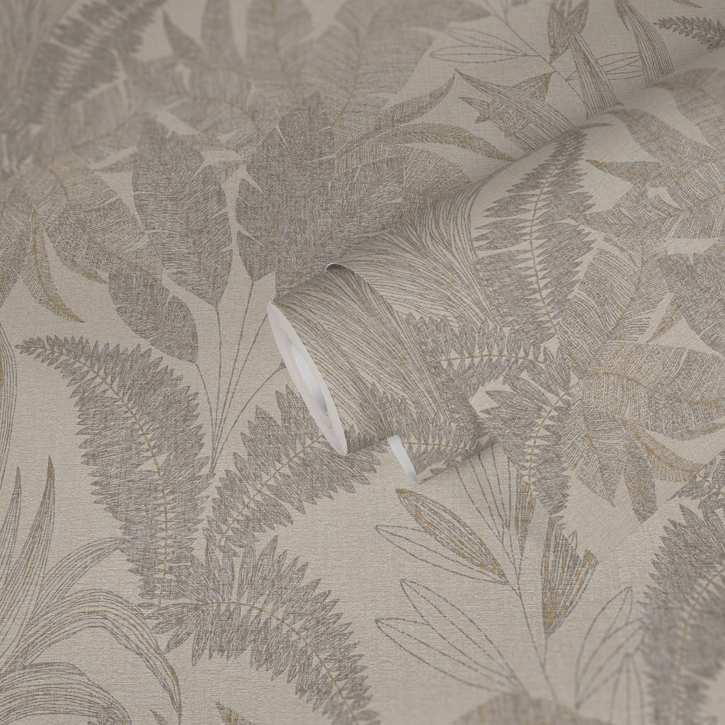 Hochwertige Vliestapete Beige Floral