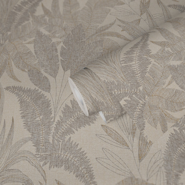 Hochwertige Vliestapete Beige Floral
