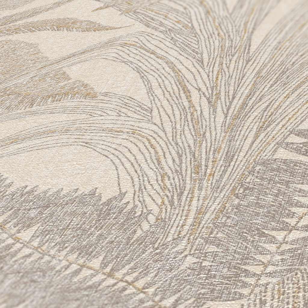 Hochwertige Vliestapete Beige Floral