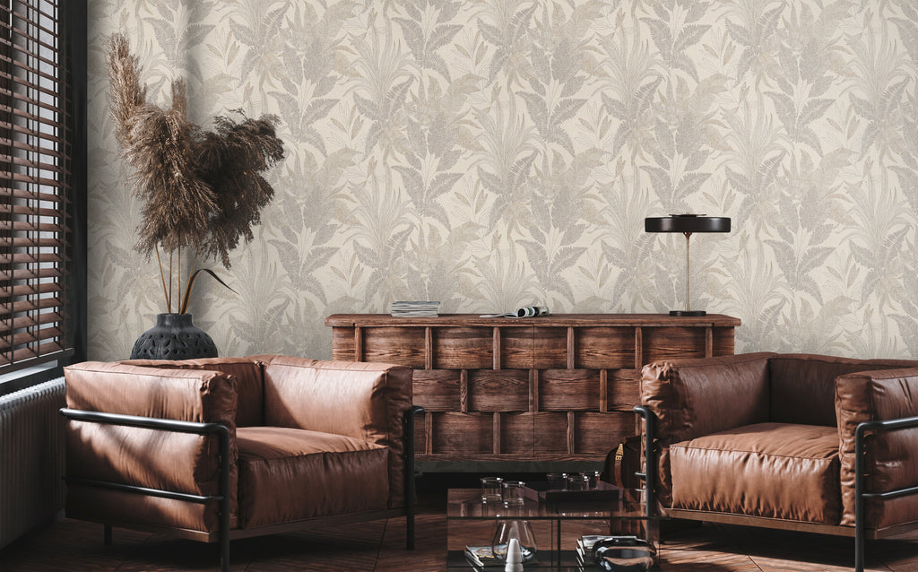 Hochwertige Vliestapete Beige Floral