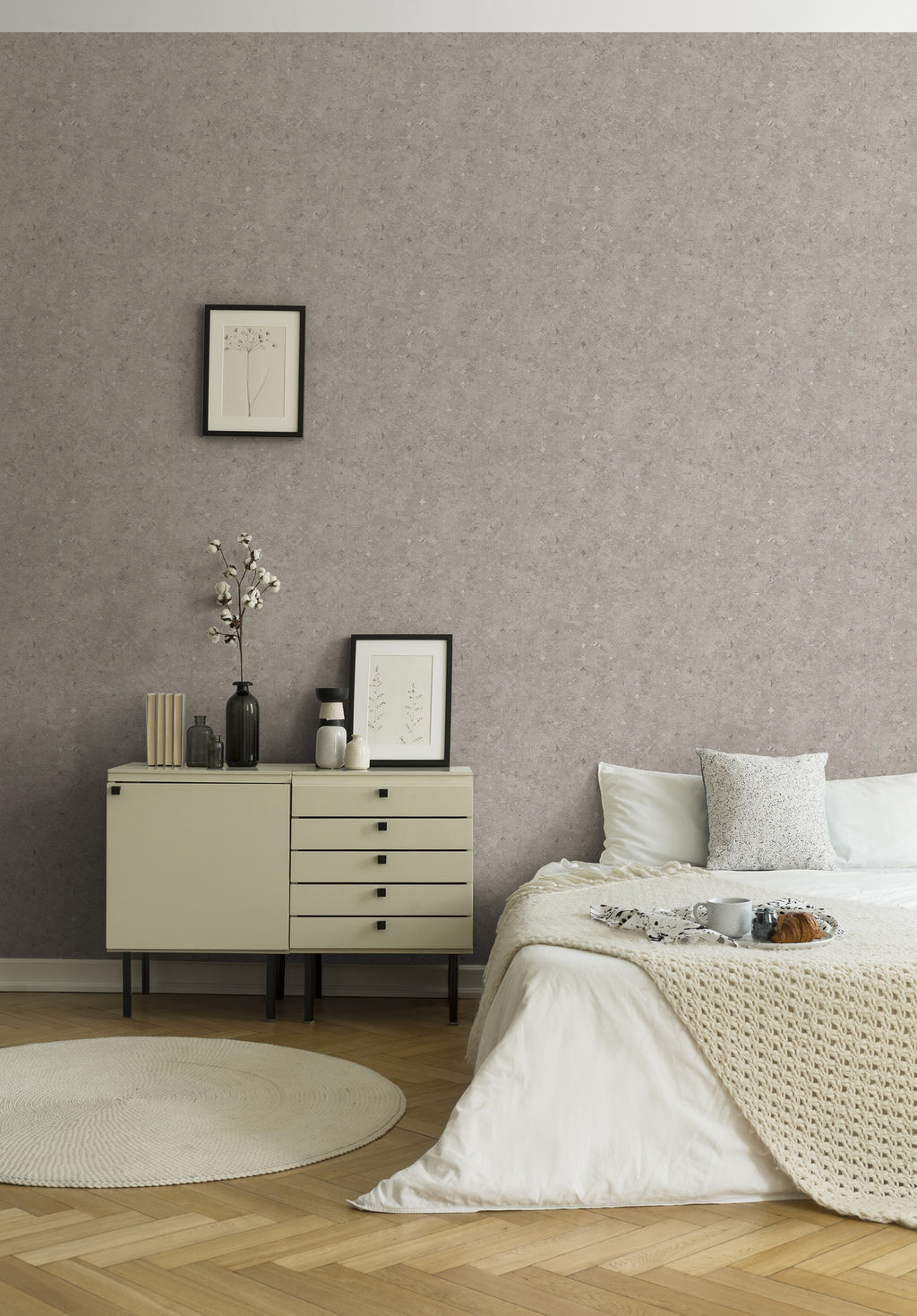Hochwertige Vliestapete Beige Geometrisch