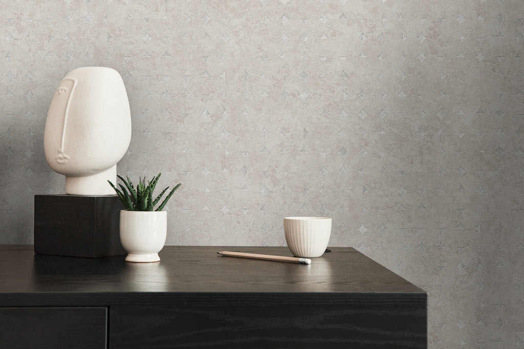 High-Quality Non-Woven Wallpaper Beige Geometric