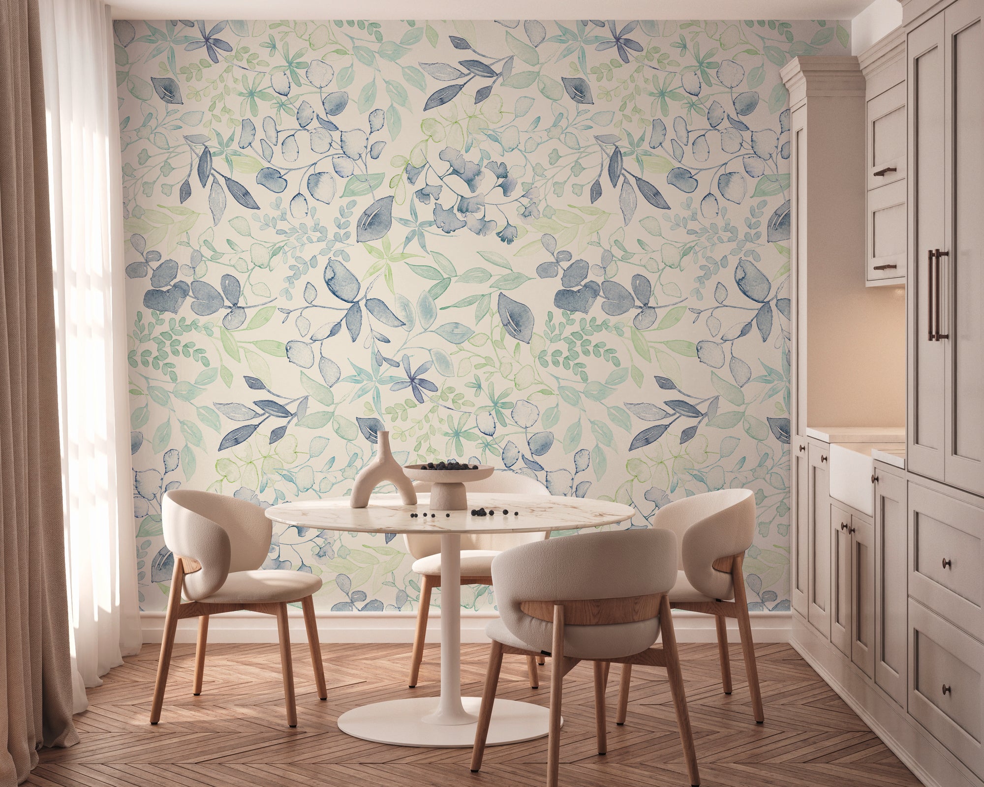High-quality wallpaper from the Aquarelle Dreams collection in blue 