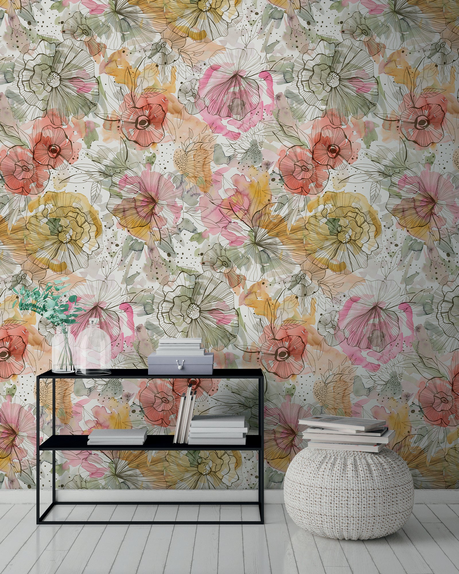 High-quality wallpaper from the Aquarelle Dreams collection in beige 