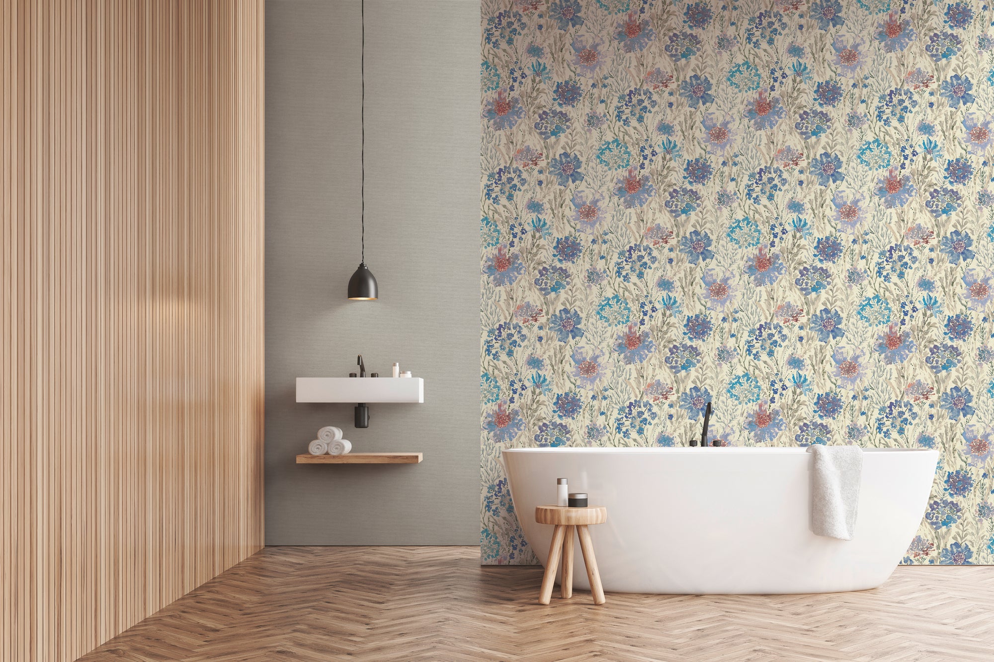 High-quality wallpaper from the Aquarelle Dreams collection in blue 