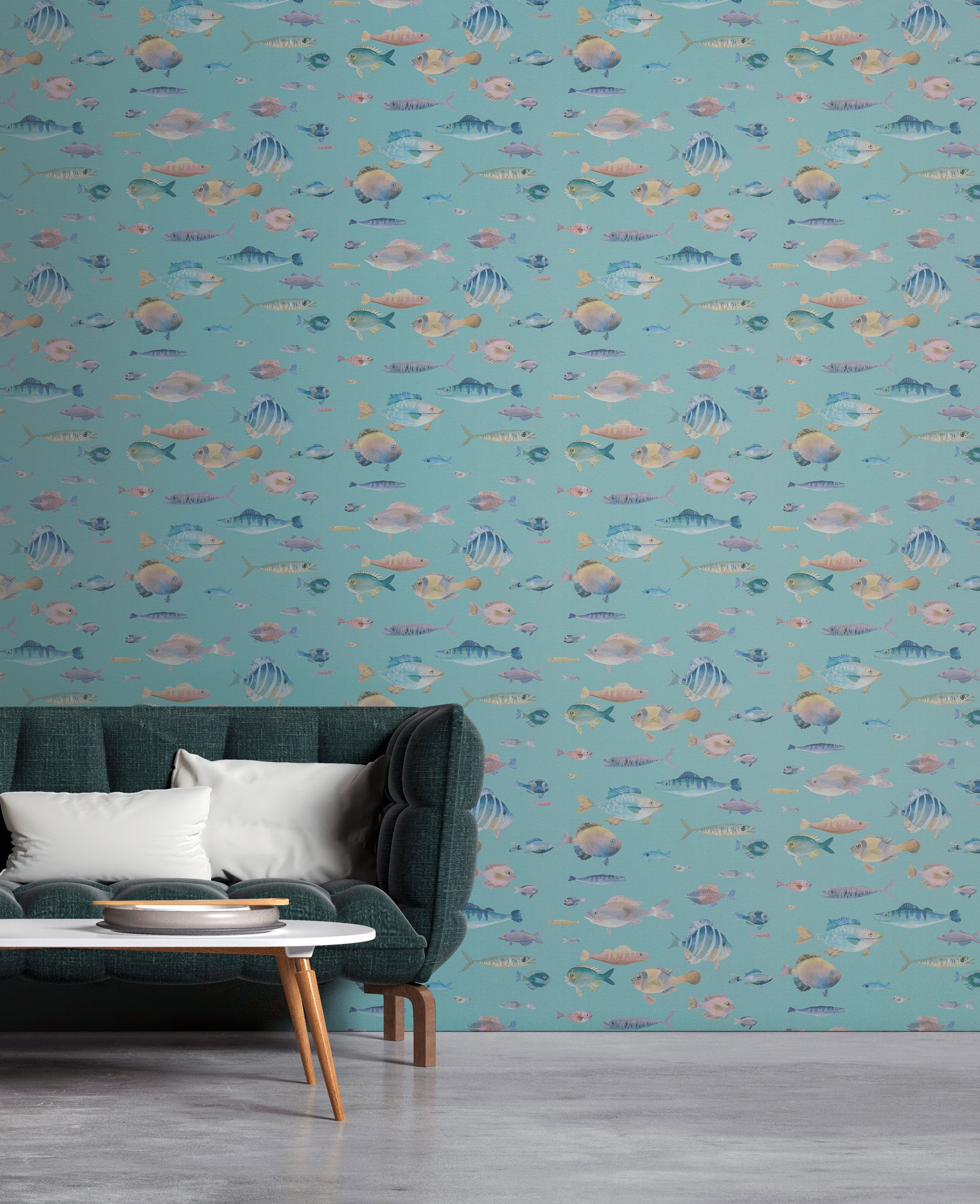 High-Quality Non-Woven Wallpaper Blue Animals