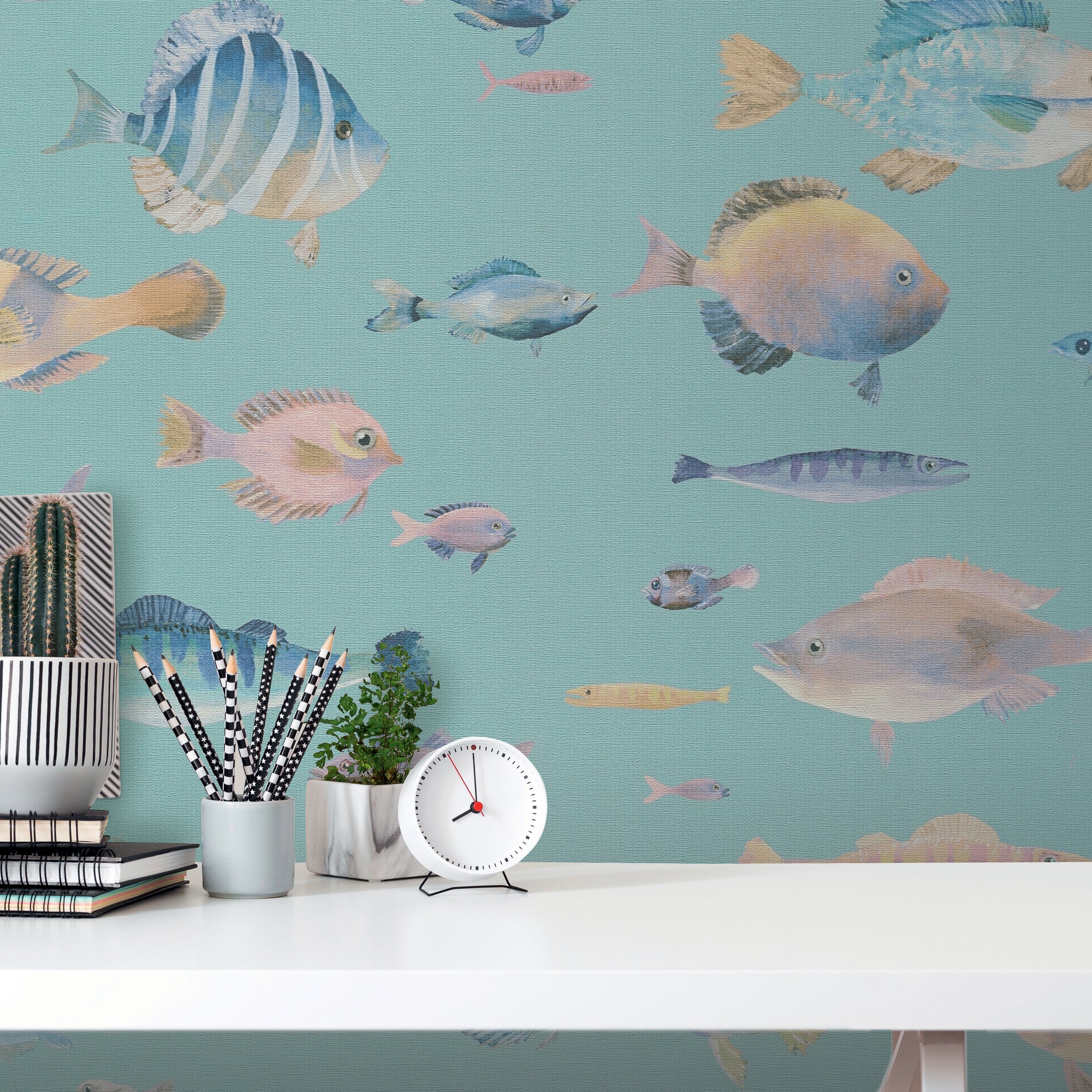 High-Quality Non-Woven Wallpaper Blue Animals