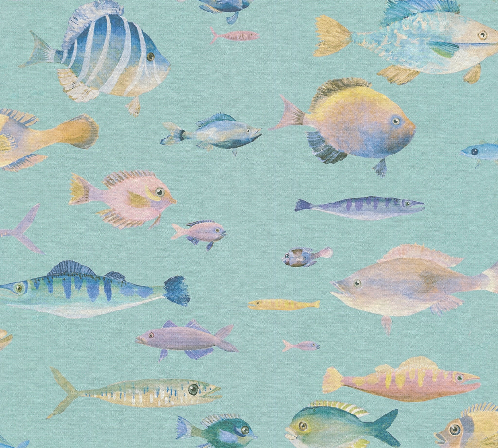 High-Quality Non-Woven Wallpaper Blue Animals