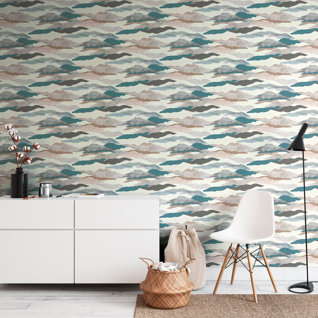 High-Quality Non-Woven Wallpaper Blue Graphic