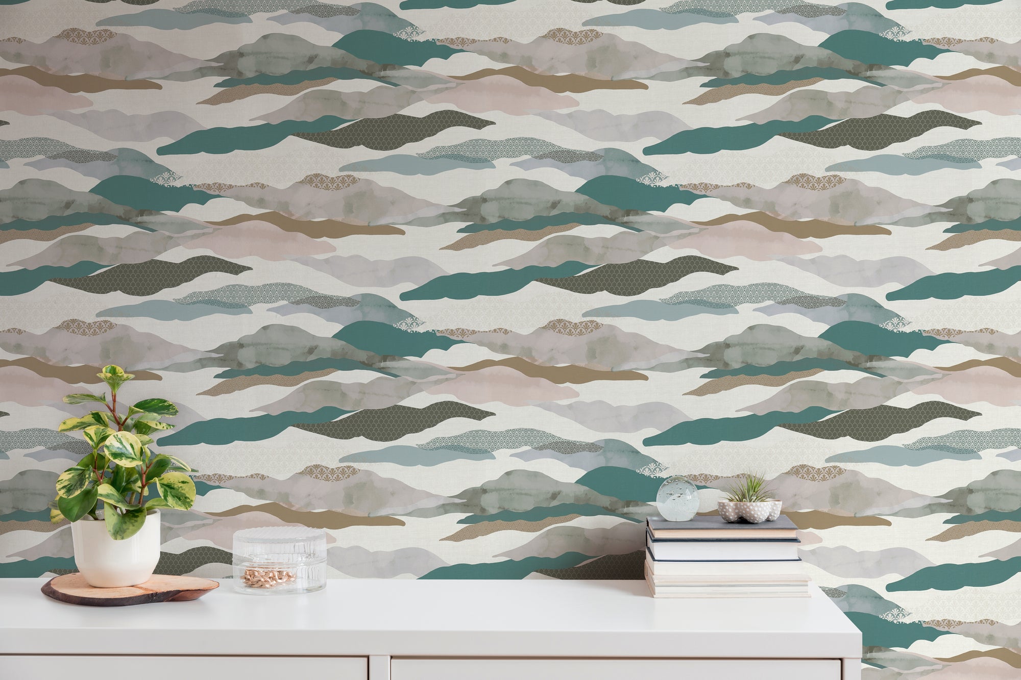 High-Quality Non-Woven Wallpaper Blue Graphic