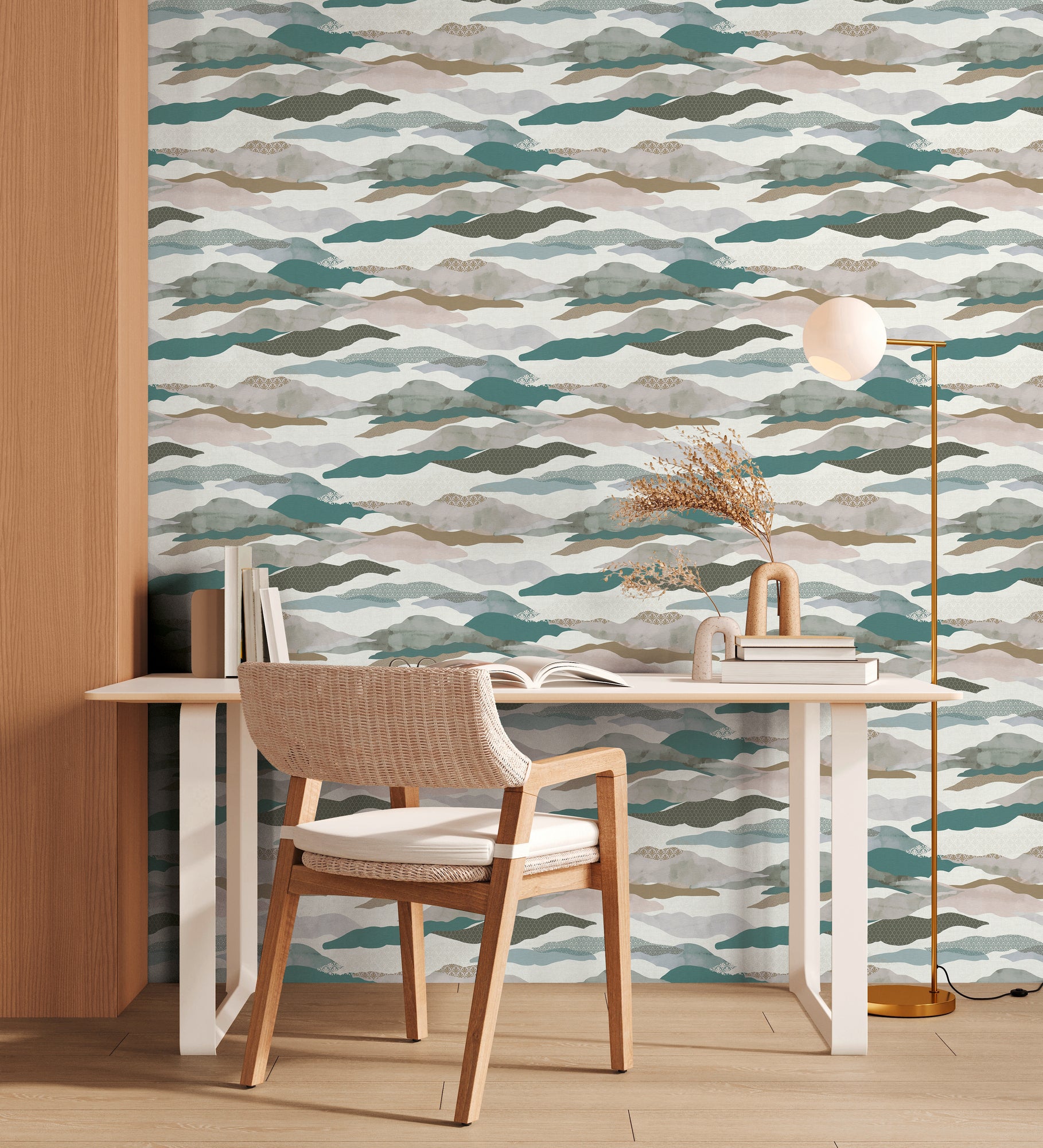 High-Quality Non-Woven Wallpaper Blue Graphic