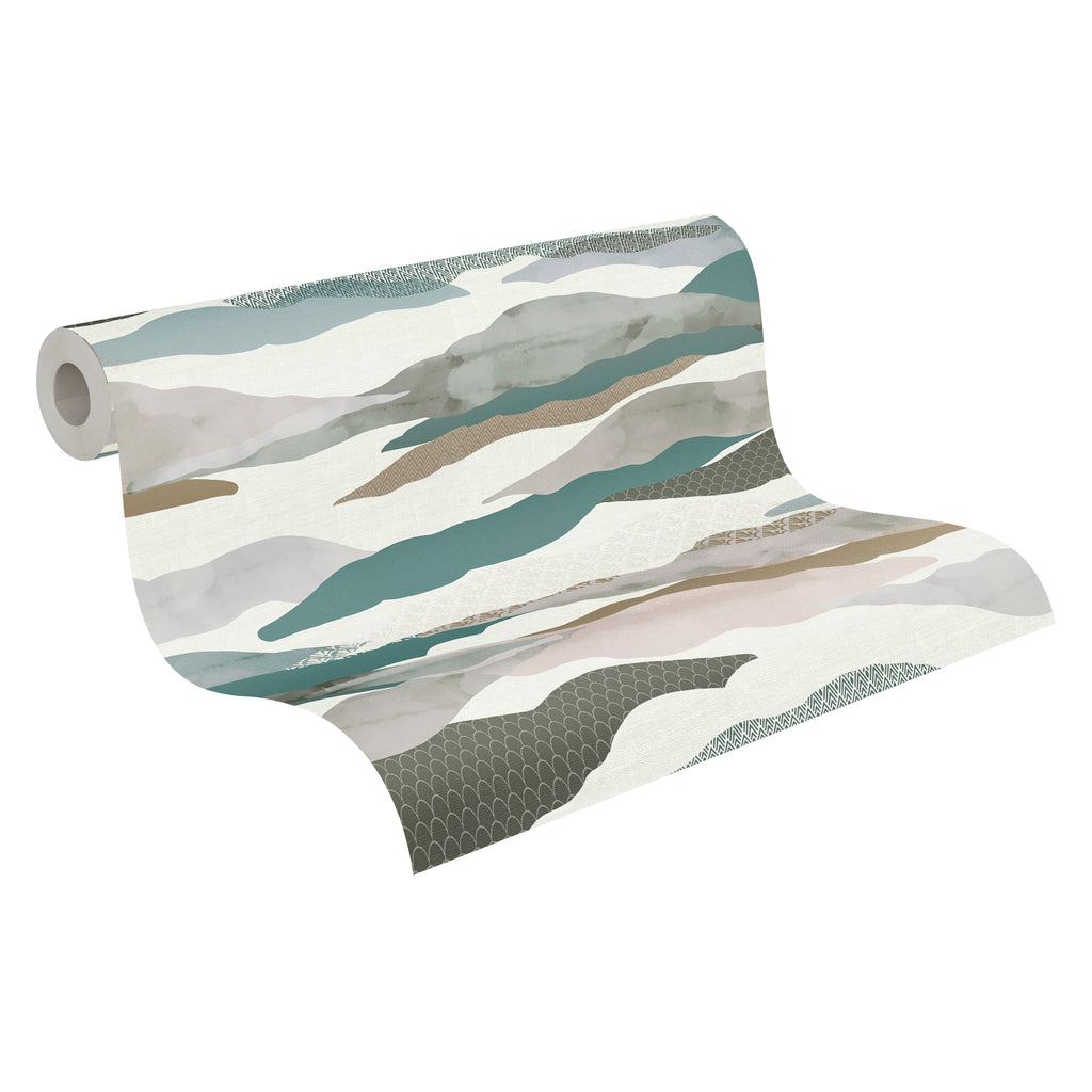 High-Quality Non-Woven Wallpaper Blue Graphic