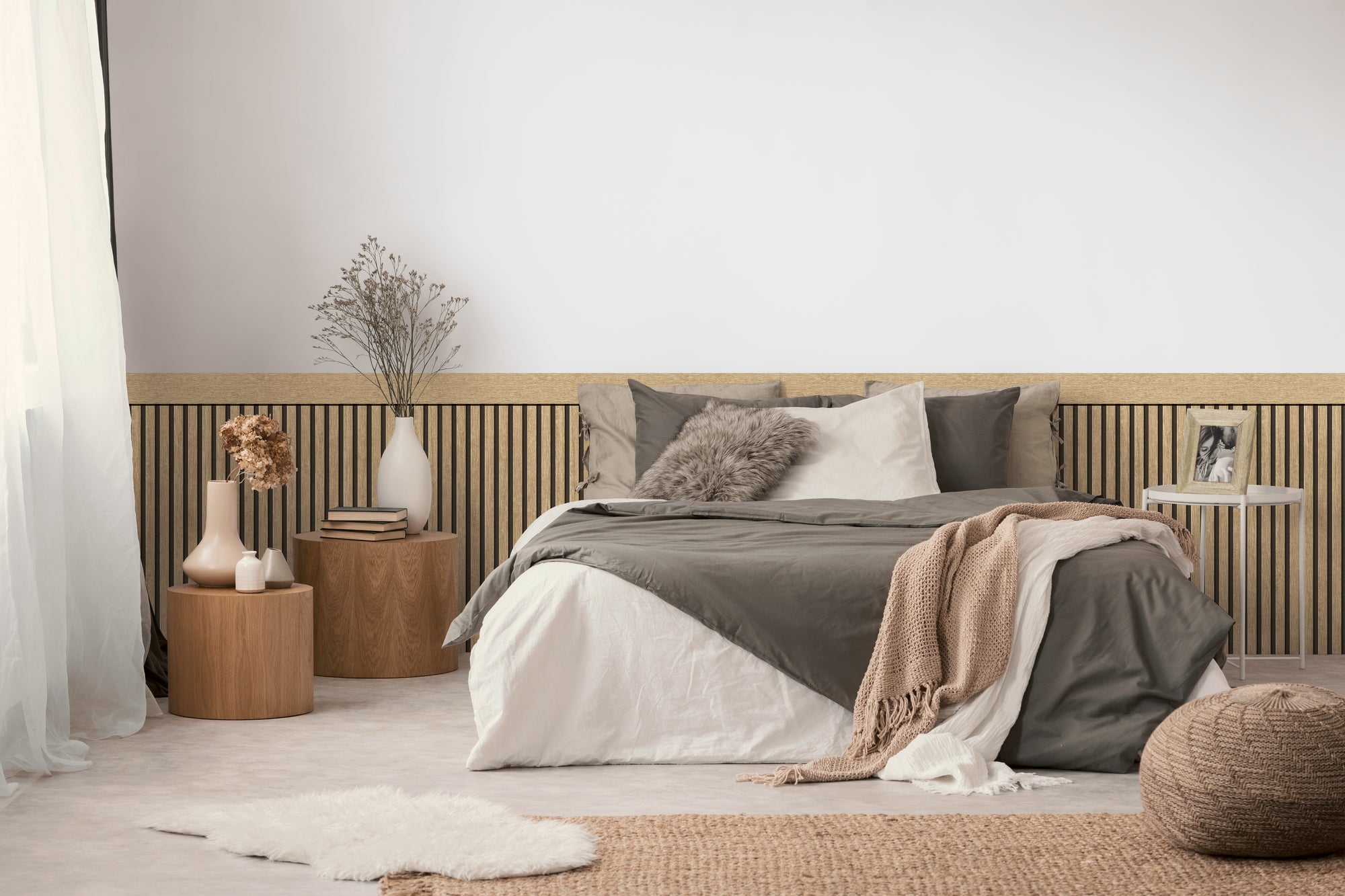 High-Quality Non-Woven Wallpaper Beige Wood Look
