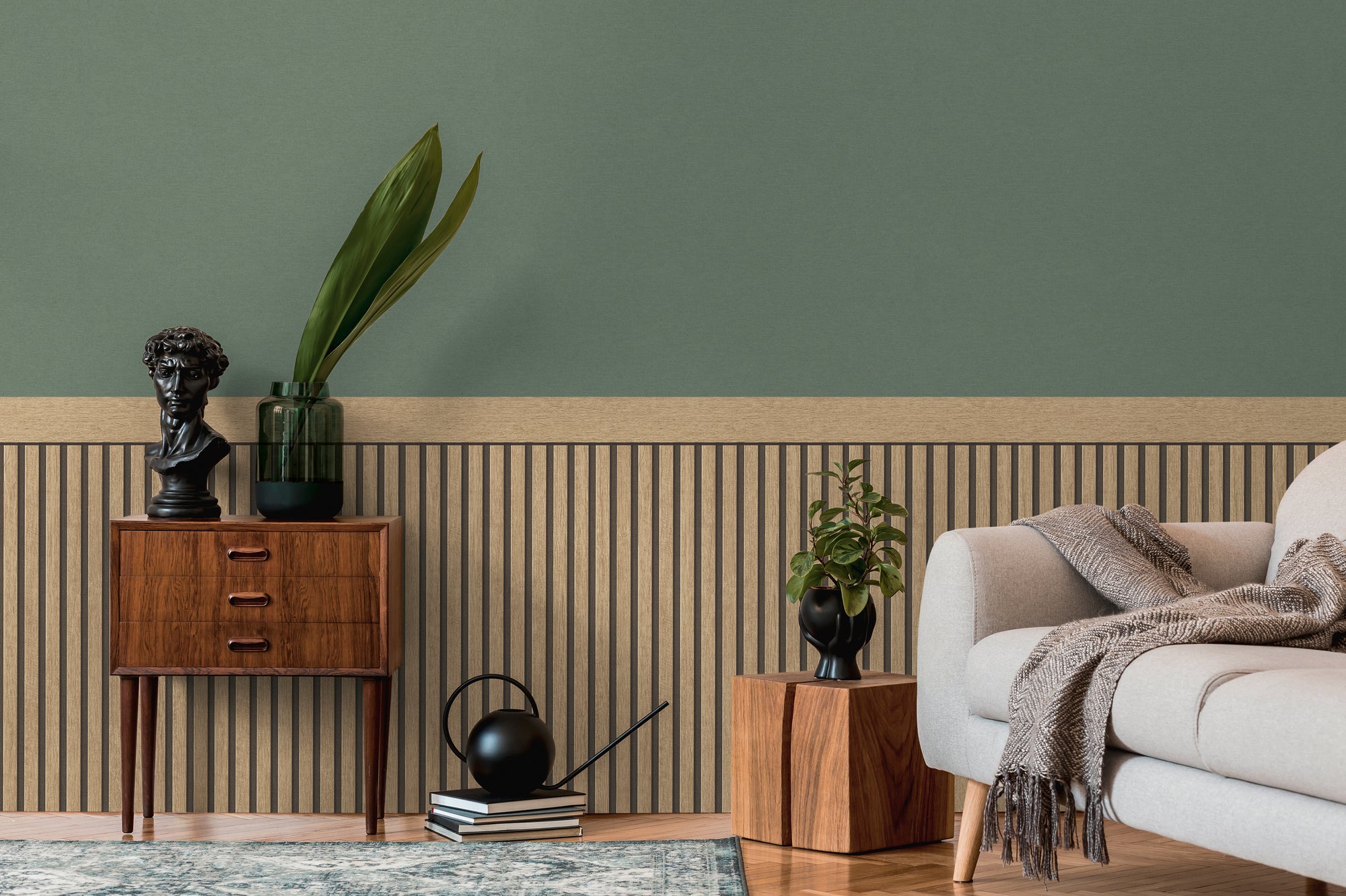 High-Quality Non-Woven Wallpaper Beige Wood Look