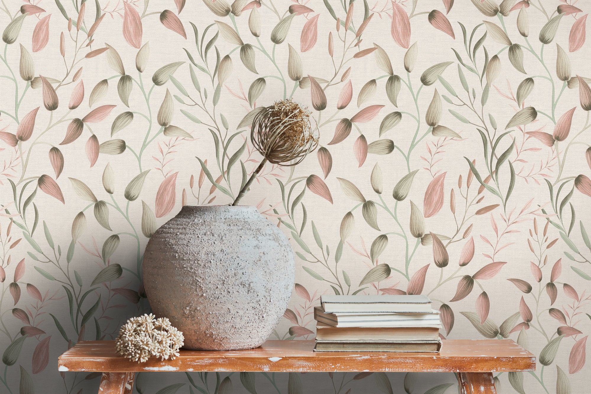 Premium Non-Woven Wallpaper Green Leaves