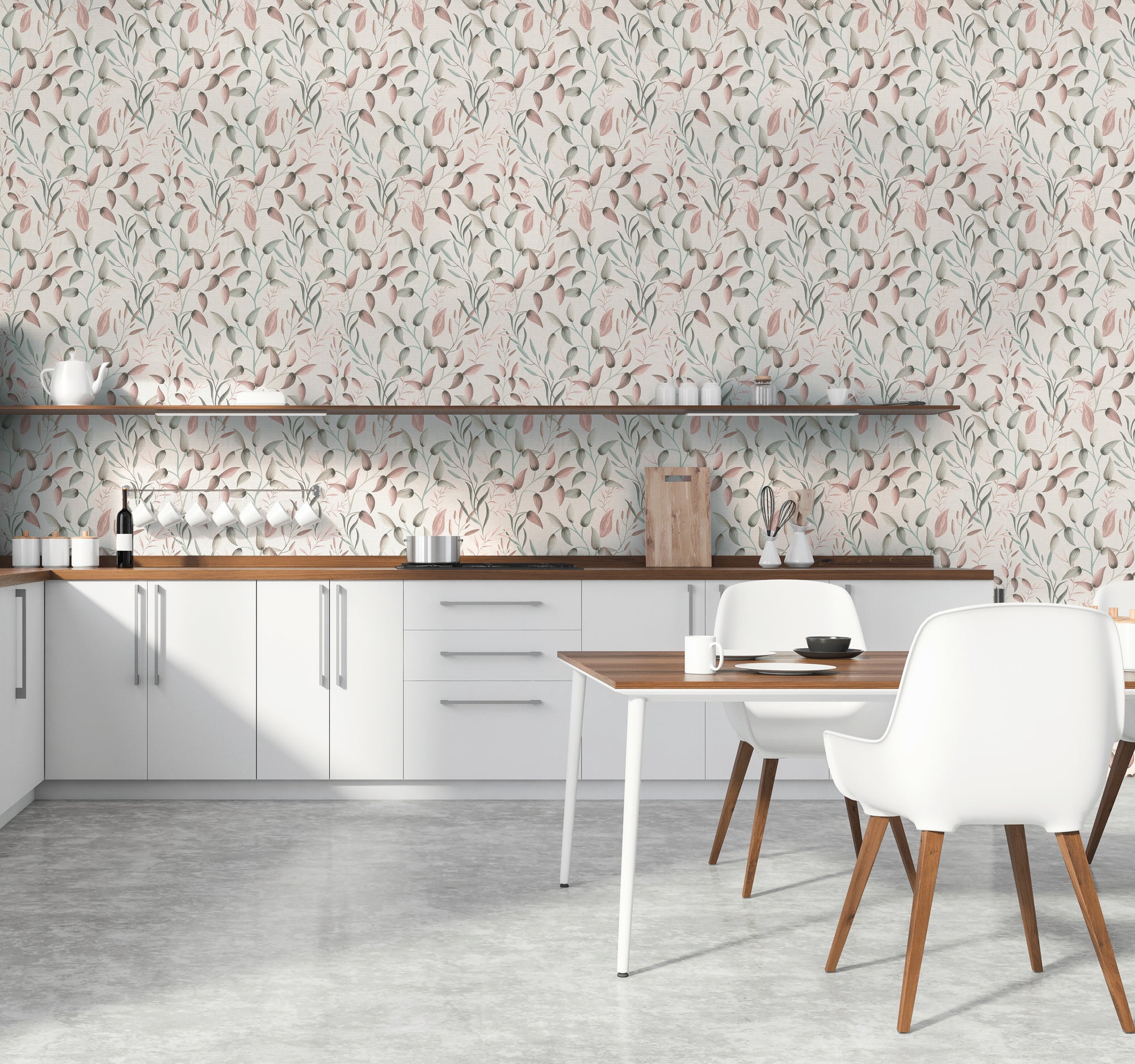 Premium Non-Woven Wallpaper Green Leaves