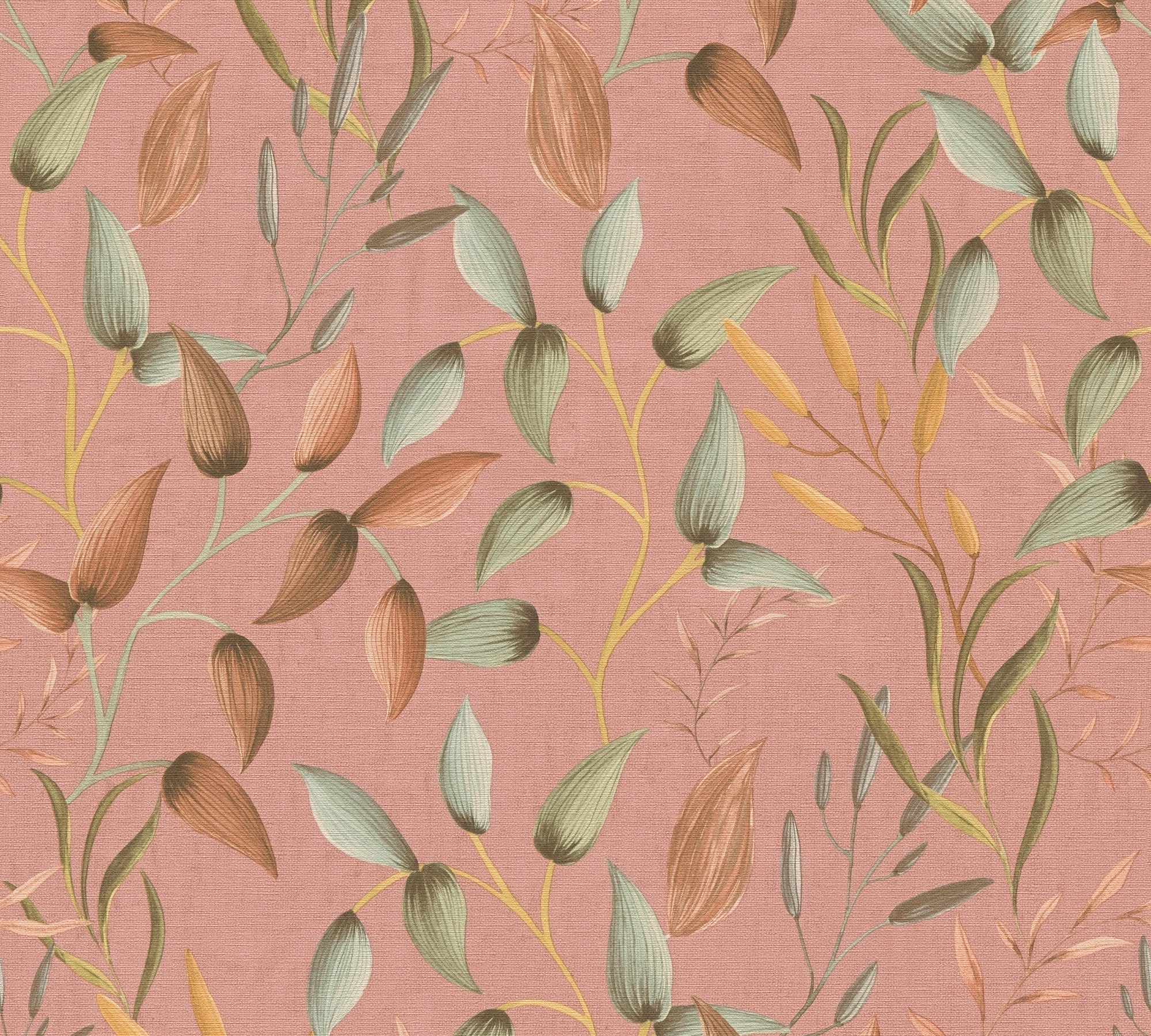 High-Quality Non-Woven Wallpaper Pink Leaves