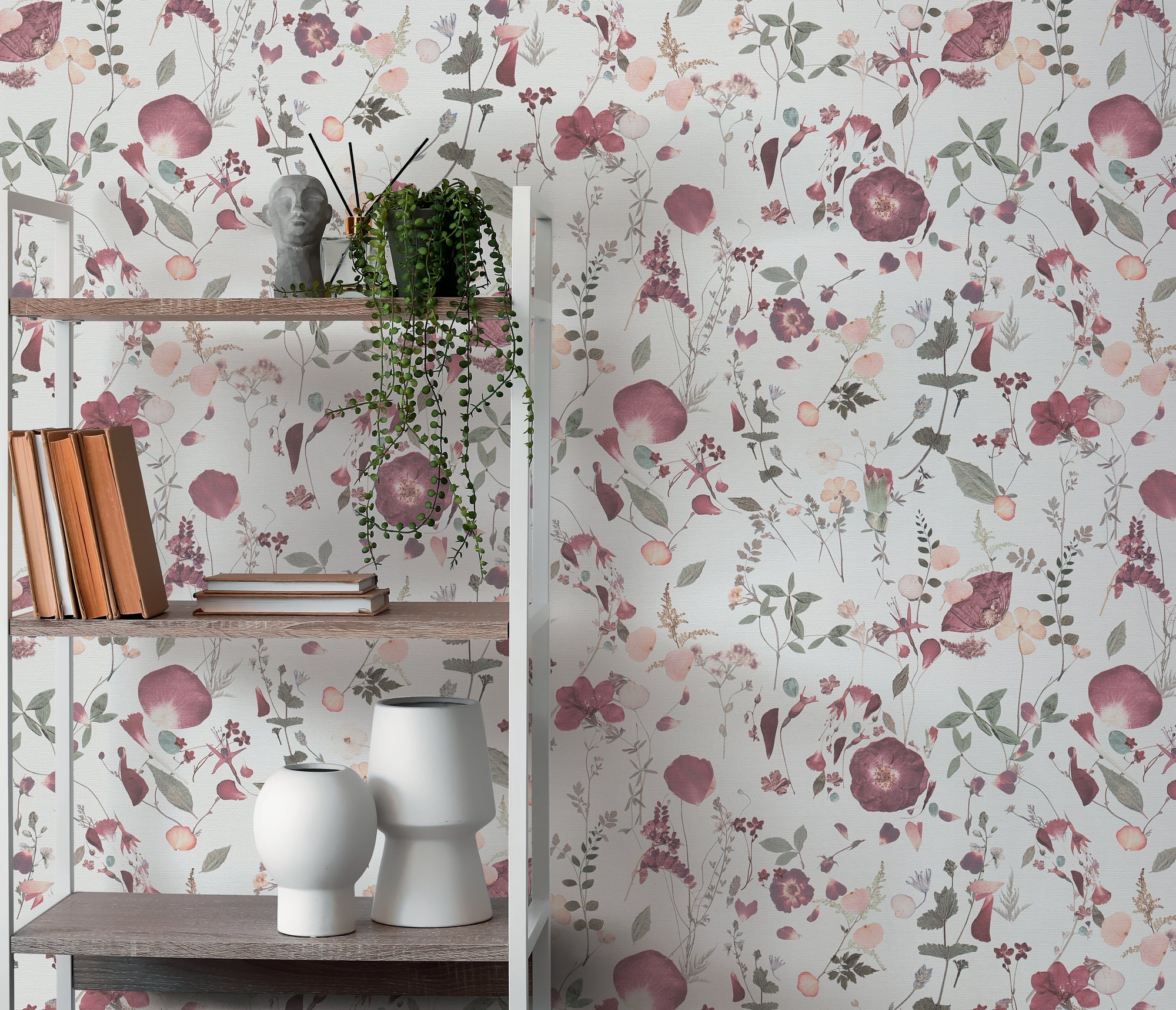 High-Quality Non-Woven Wallpaper White Floral