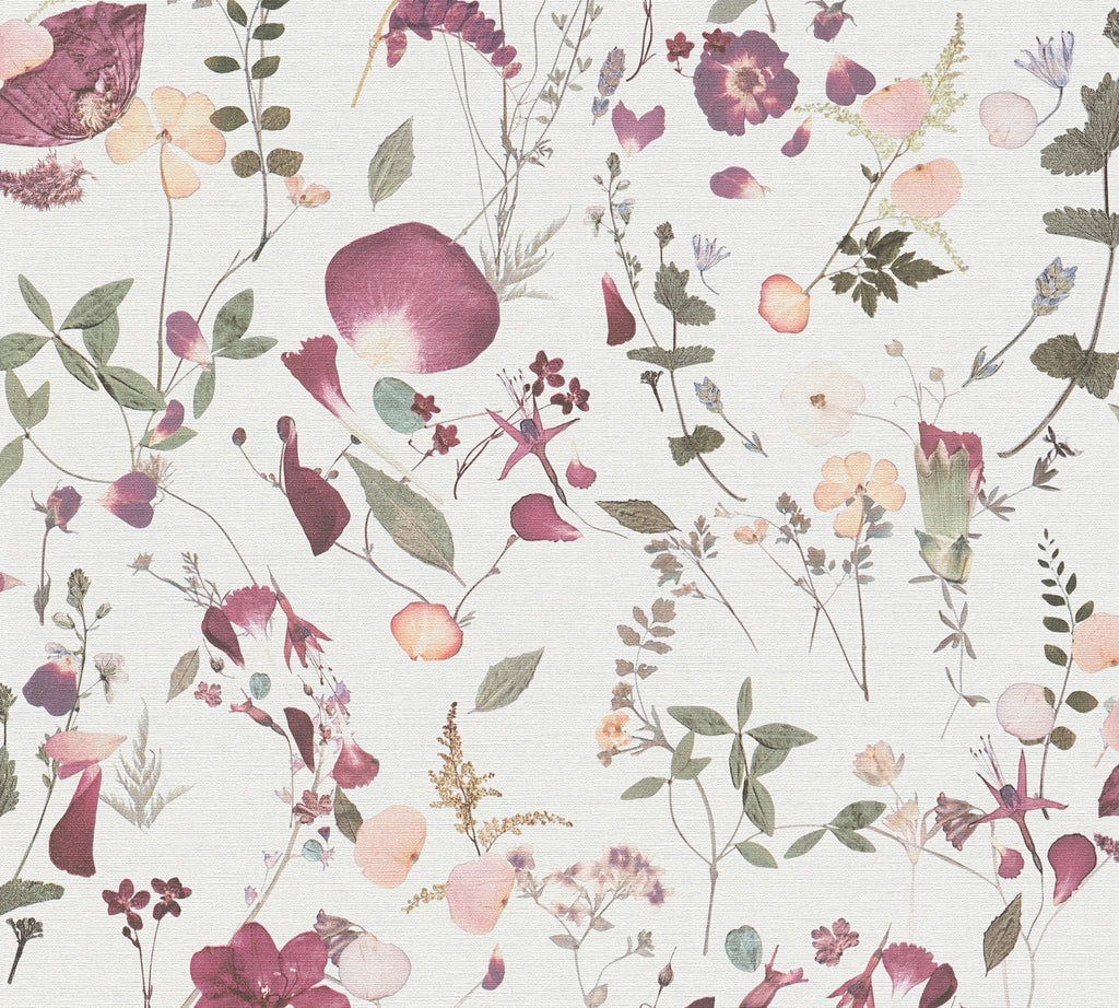 High-Quality Non-Woven Wallpaper White Floral