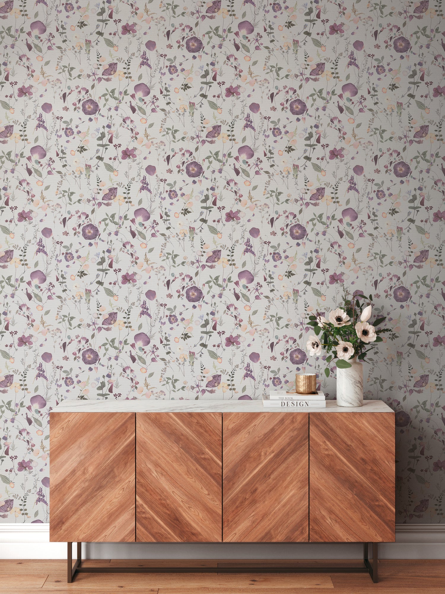 Premium Non-Woven Wallpaper Purple Floral