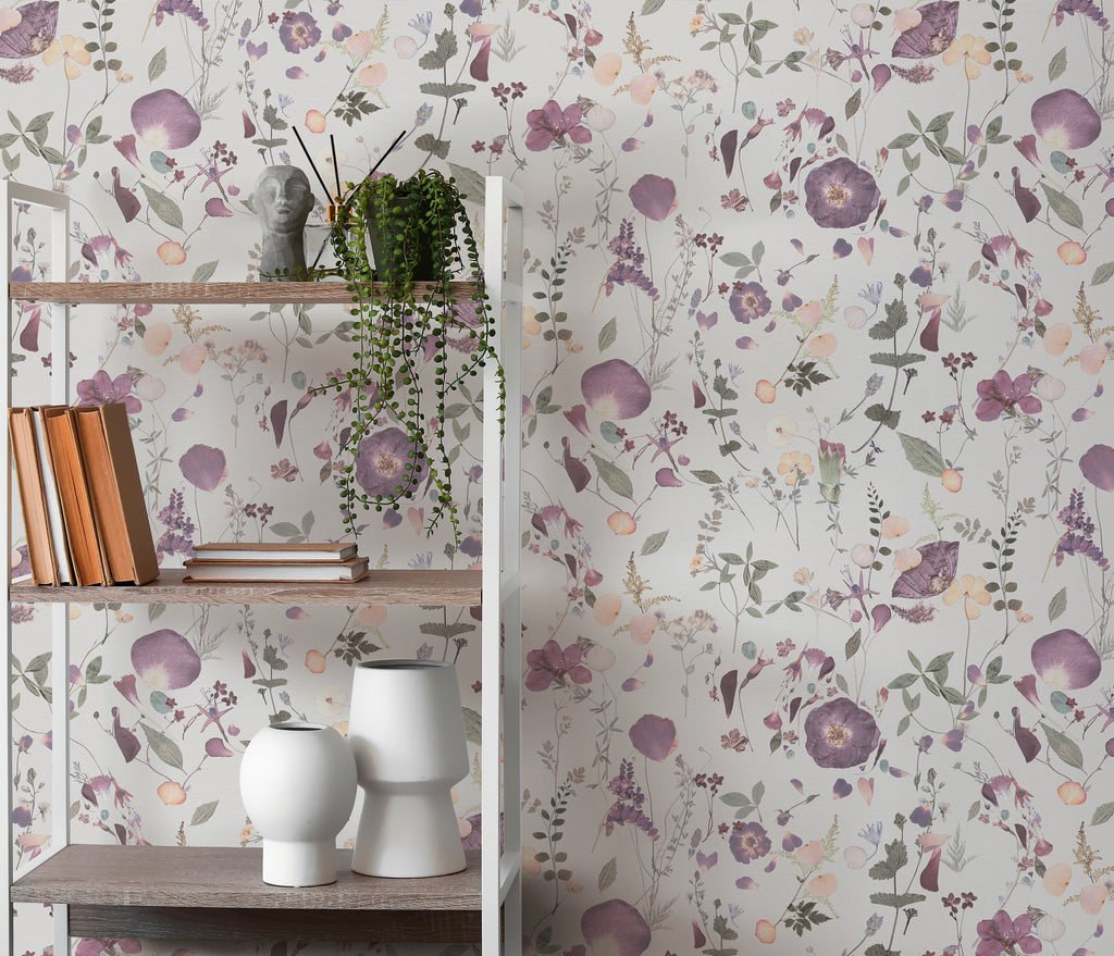 Premium Non-Woven Wallpaper Purple Floral