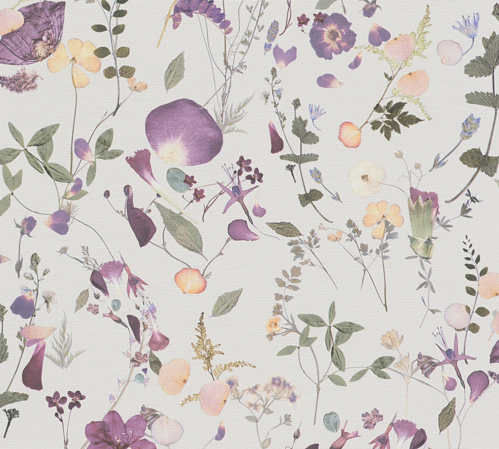 Premium Non-Woven Wallpaper Purple Floral