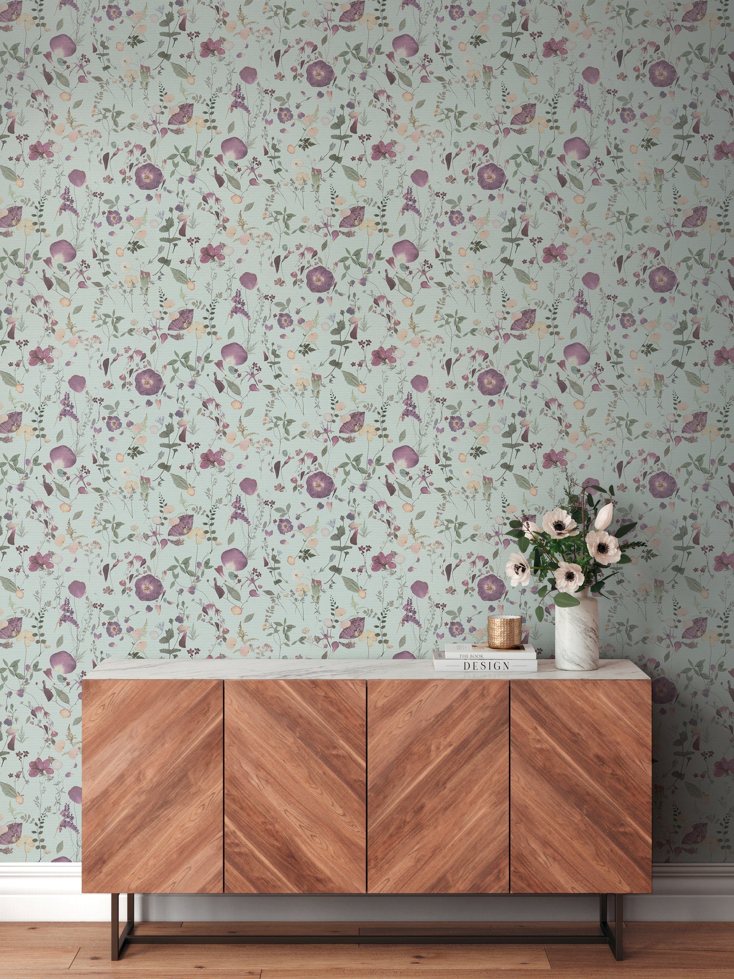 Premium Non-Woven Wallpaper Green Floral