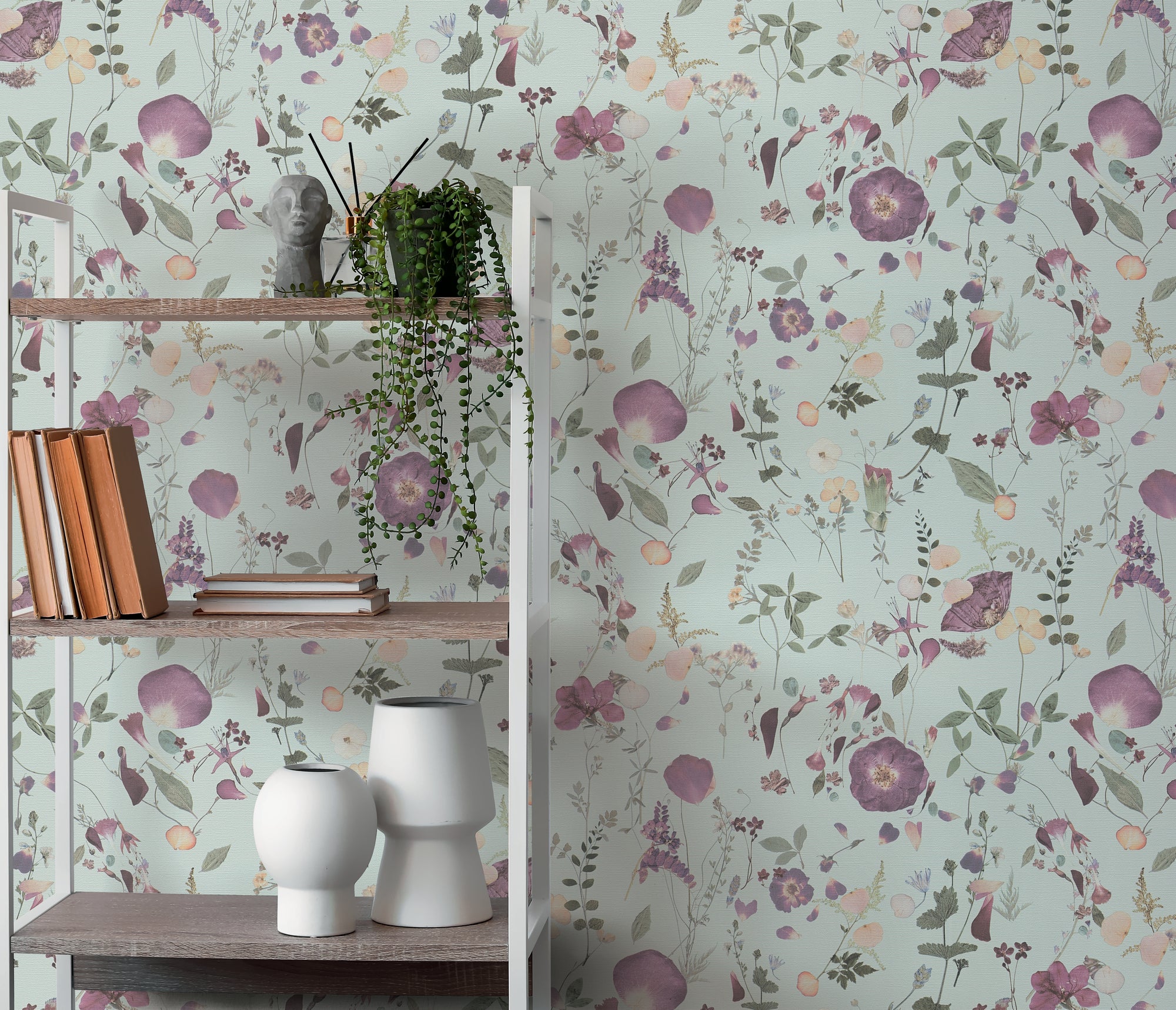Premium Non-Woven Wallpaper Green Floral
