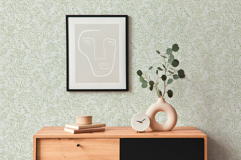 Premium Non-Woven Wallpaper Green Floral