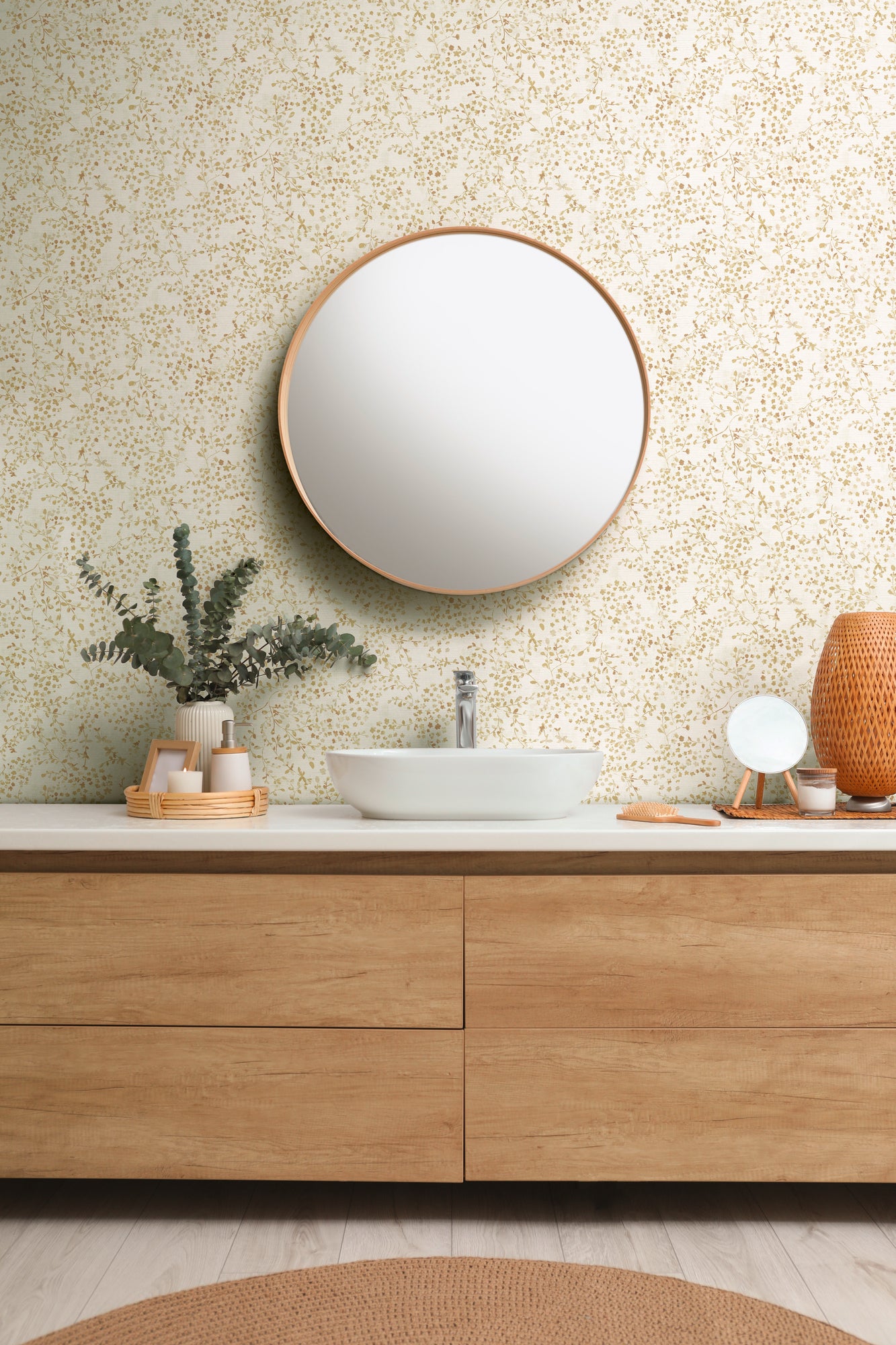 High-Quality Non-Woven Wallpaper Cream Floral