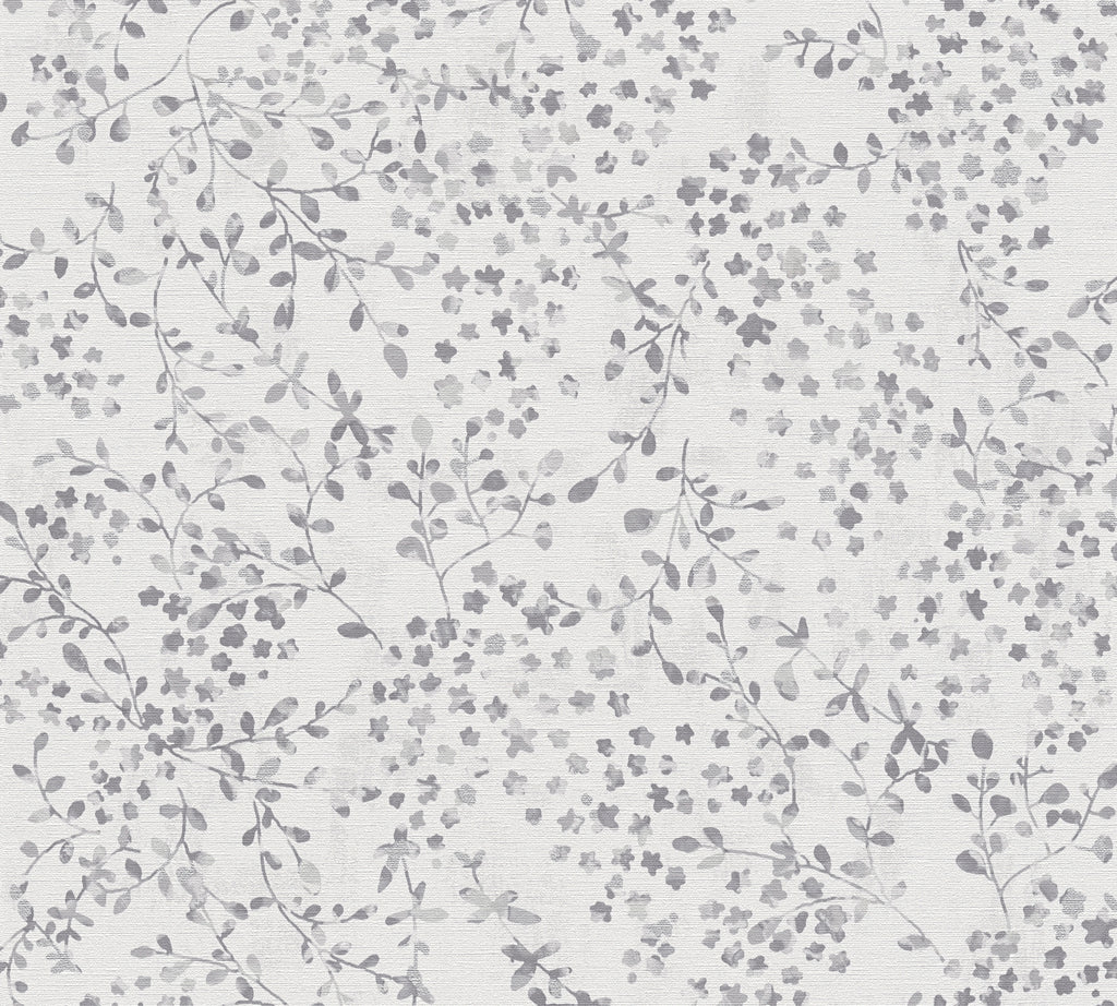 High-Quality Non-Woven Wallpaper Grey Floral