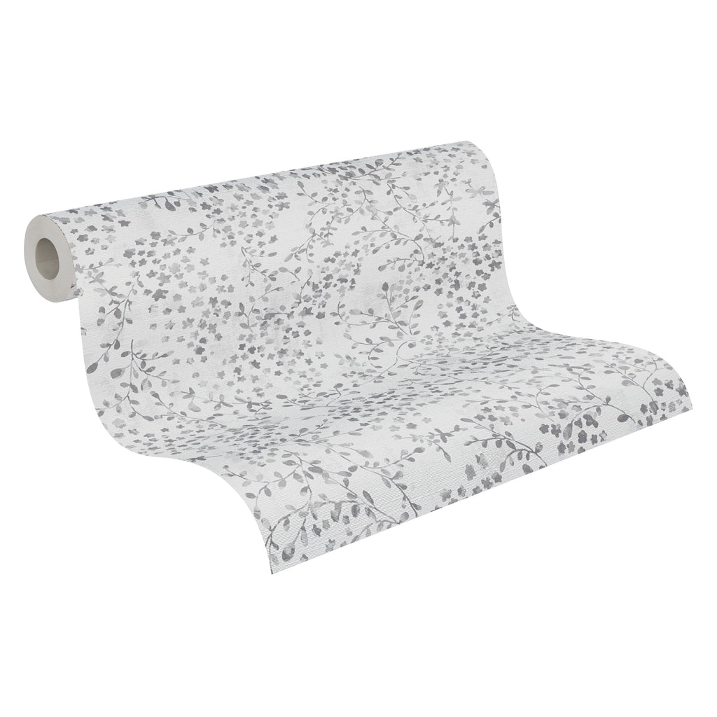 High-Quality Non-Woven Wallpaper Grey Floral