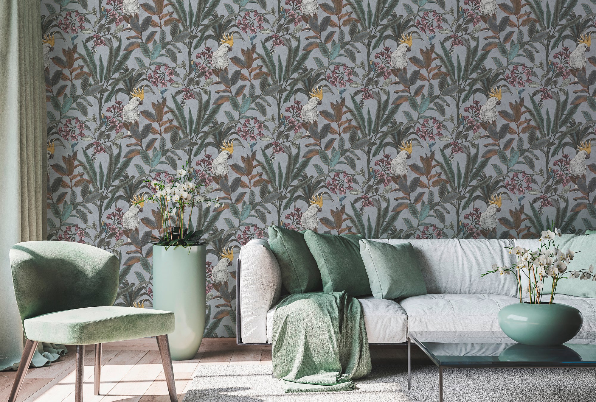 High-quality Non-woven Wallpaper Grey Jungle